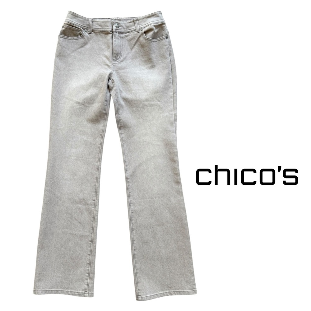 Chico's Women's Light Gray Low Rise Straight Leg Jeans Chico’s 0 Size Small 4/6